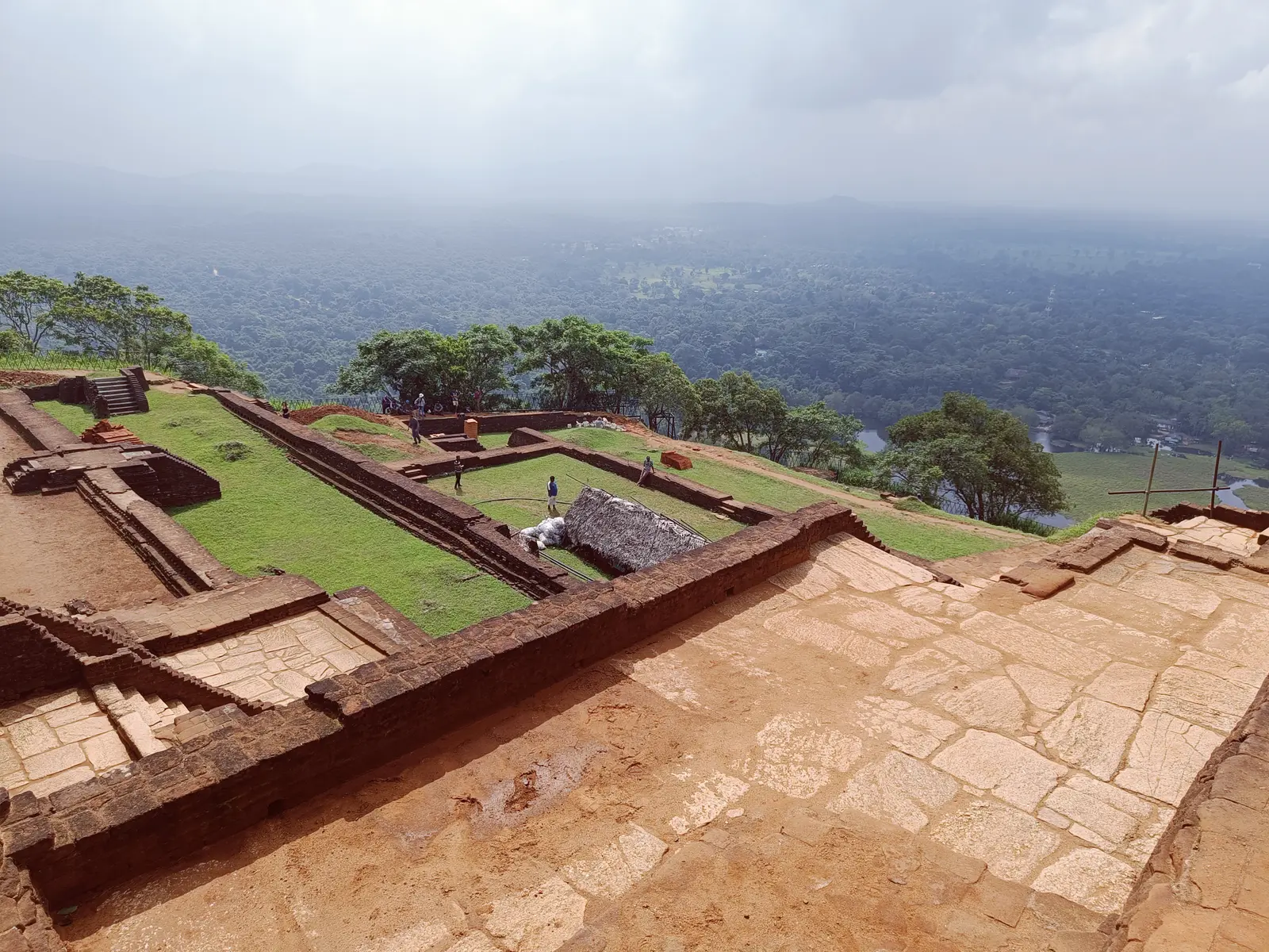 Ancient terraces and the landscape below Sigiriya Rock Fortress